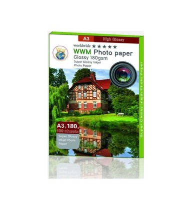 محصولات جانبی/كاغذ فتو گلاسه براق 180 گرم تك رو 100 برگWWM-A3