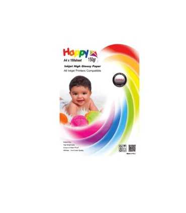 محصولات جانبی/کاغذ فتوگلاسه 150گرم 100برگ A4 Happy