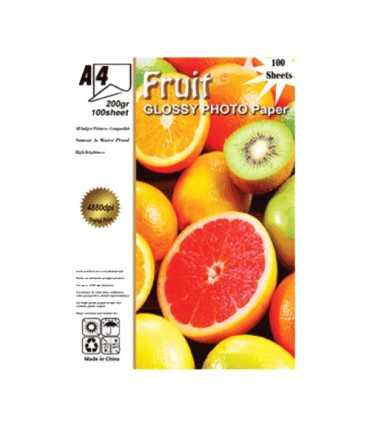 محصولات جانبی/کاغذ فتوگلاسه 200گرم 100برگ A4 Fruit