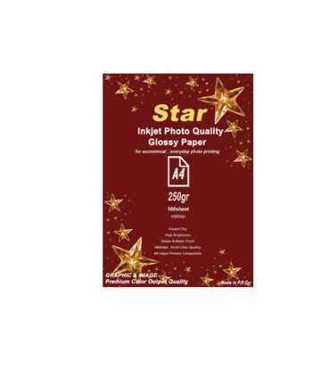 محصولات جانبی/کاغذ فتوگلاسه 250گرم 100برگ A4 Star