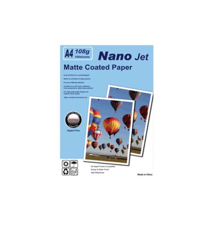 محصولات جانبی کاغذ کتد 108گرم 100برگ A4 Nano