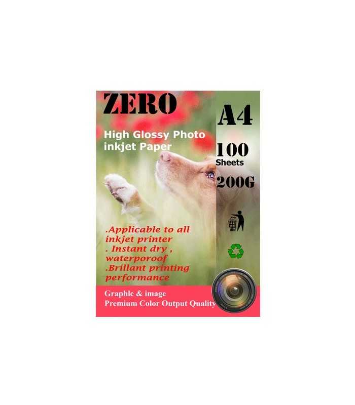 محصولات جانبی کاغذ گلاسه 200گرم 100برگ ZERO A4