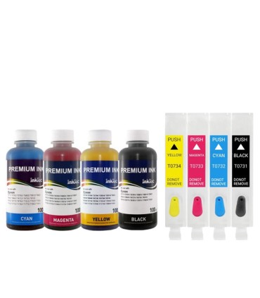 جوهر|مخزن|تانک|قابل شارژ/کارتریج قابل شارژ اپسون EPSON T0731 - T0732 - T0733 - T0734