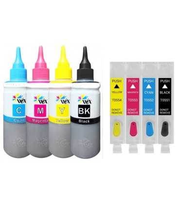 جوهر|مخزن|تانک|قابل شارژ/کارتریج قابل شارژ جوهرافشان اپسون EPSON T0551 - T0554