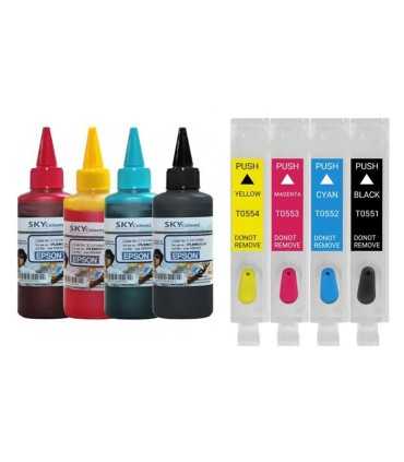 جوهر|مخزن|تانک|قابل شارژ/کارتریج قابل شارژ جوهرافشان اپسون EPSON T0551 - T0554