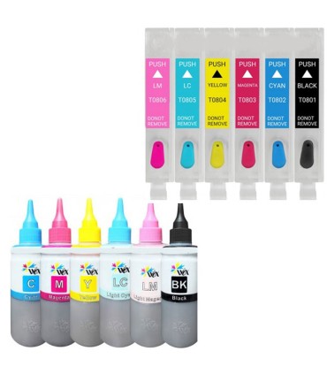 جوهر|مخزن|تانک|قابل شارژ/کارتریج قابل شارژ پرینتر اپسون مدل EPSON T0801 - T0806