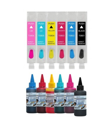 جوهر|مخزن|تانک|قابل شارژ/کارتریج قابل شارژ پرینتر اپسون مدل EPSON T0801 - T0806