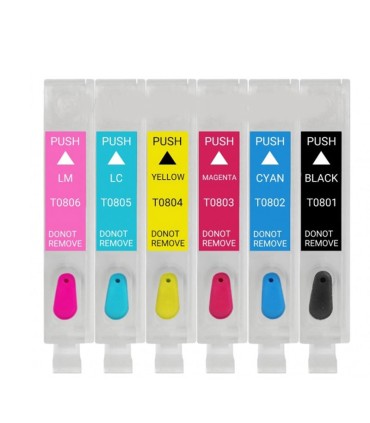 جوهر|مخزن|تانک|قابل شارژ/کارتریج قابل شارژ پرینتر اپسون مدل EPSON T0801 - T0806