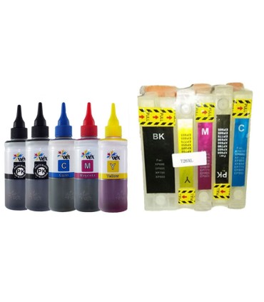 جوهر|مخزن|تانک|قابل شارژ/کارتریج قابل شارژ اپسون 5 رنگ EPSON T26XL